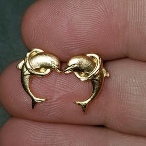 14k gold dolphin earrings